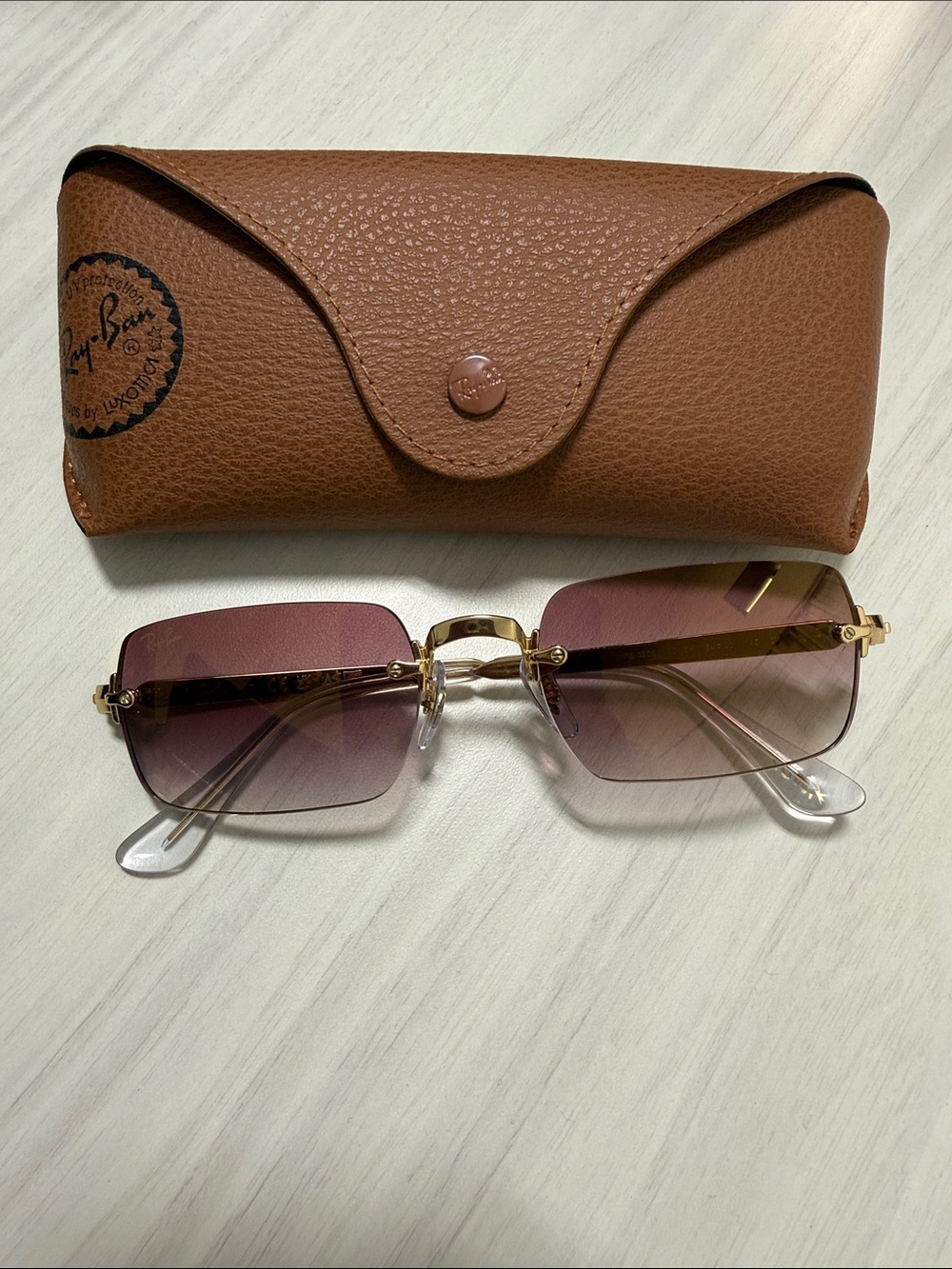Ray-Ban Rimless Gradient Pink-Brown Sunglasses RB3928 by A$AP ROCKY